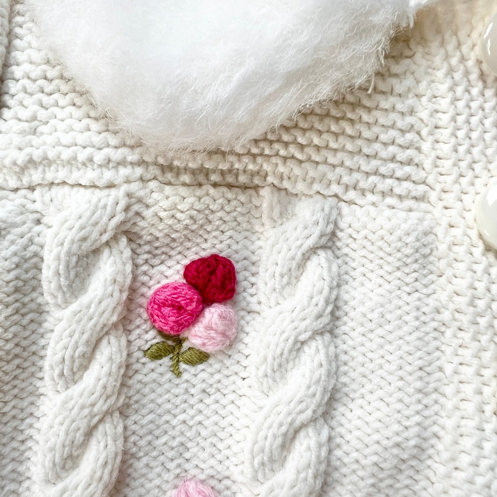 Gymboree Tahari Baby Girl 3-6M Bundle Faux Fur Vest Floral Cable Knit Cardigan - Picture 3 of 8